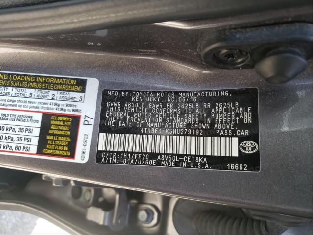 2017 TOYOTA CAMRY LE 4T1BF1FK5HU279192