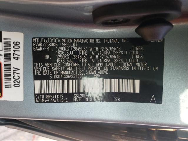 2010 TOYOTA SIENNA CE 5TDKK4CC9AS318066