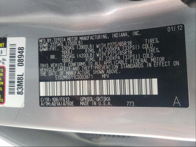 2012 TOYOTA SEQUOIA SR 5TDZM5G11CS003871