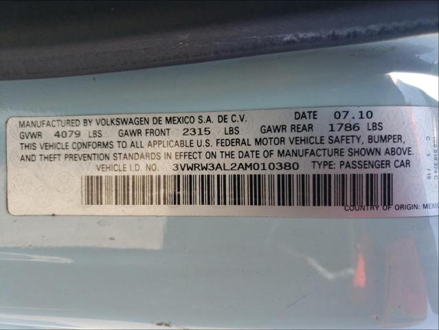 2010 VOLKSWAGEN NEW BEETLE 3VWRW3AL2AM010380