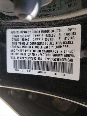 2012 HONDA INSIGHT LX JHMZE2H51CS001296