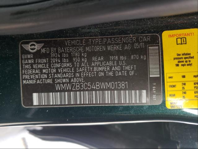 2011 MINI COOPER COU WMWZB3C54BWM01381