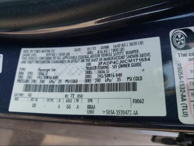 2012 FORD FIESTA SEL 3FADP4CJ0CM171654