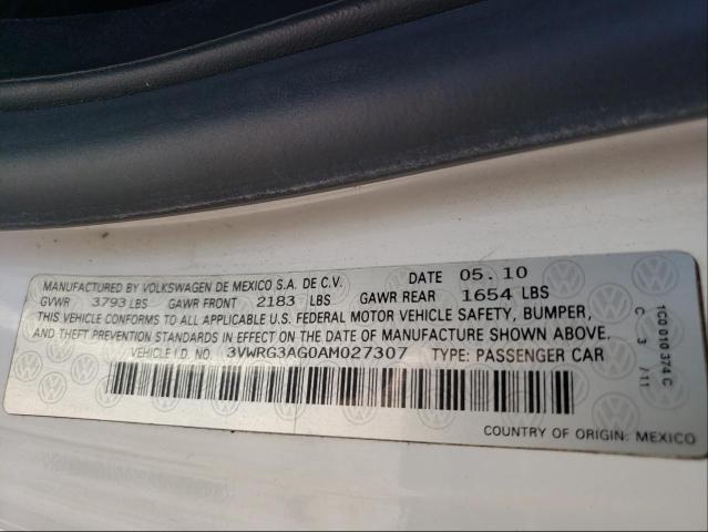 2010 VOLKSWAGEN NEW BEETLE 3VWRG3AG0AM027307