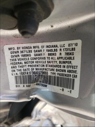 2010 HONDA CIVIC VP 19XFA1F36AE079665