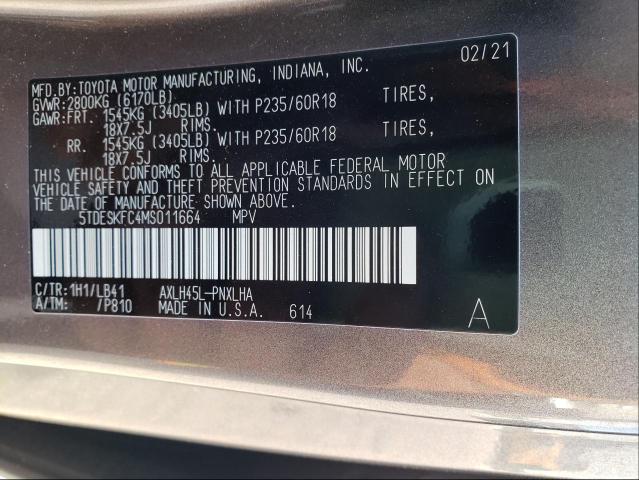 2021 TOYOTA SIENNA LIM 5TDESKFC4MS011664