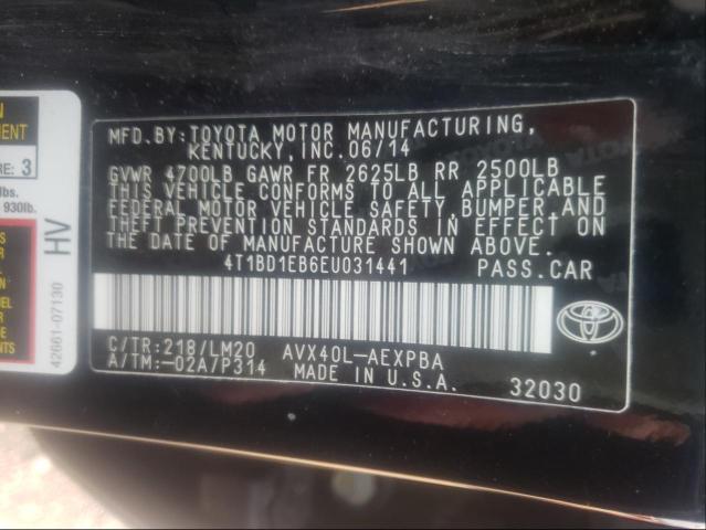 2014 TOYOTA AVALON HYB 4T1BD1EB6EU031441
