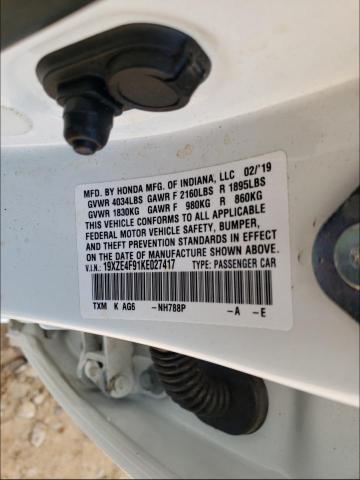 2019 HONDA INSIGHT TO 19XZE4F91KE027417
