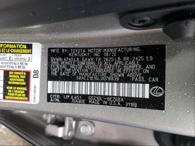 2020 LEXUS ES 350 LUX 58AEZ1B16LU078839
