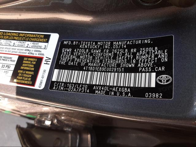2014 TOYOTA AVALON HYB 4T1BD1EB9EU029151
