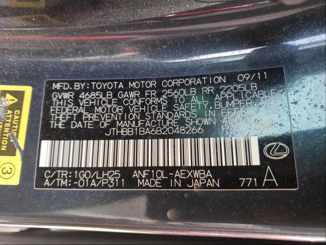 2011 LEXUS HS 250H JTHBB1BA6B2048266