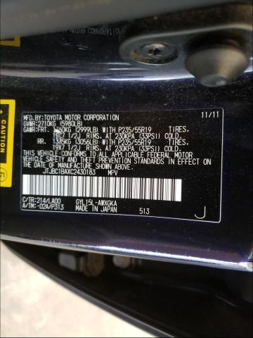 2012 LEXUS RX 450 JTJBC1BAXC2430183