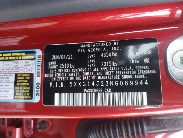 2022 KIA K5 LXS 5XXG14J23NG089944