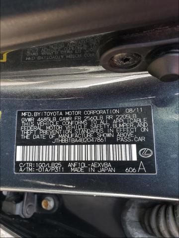 2011 LEXUS HS 250H JTHBB1BA4B2047861