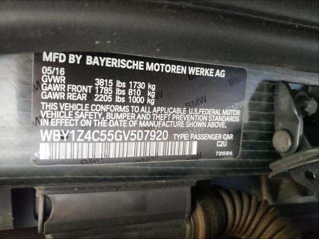 2016 BMW I3 REX WBY1Z4C55GV507920