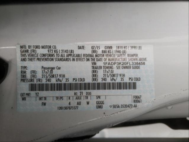 1FADP3K20FL338458 Ford Focus Se 2015. Фото: 9