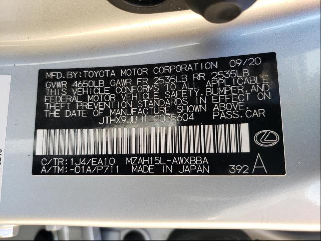 2020 LEXUS UX 250H JTHX9JBH1L2035604