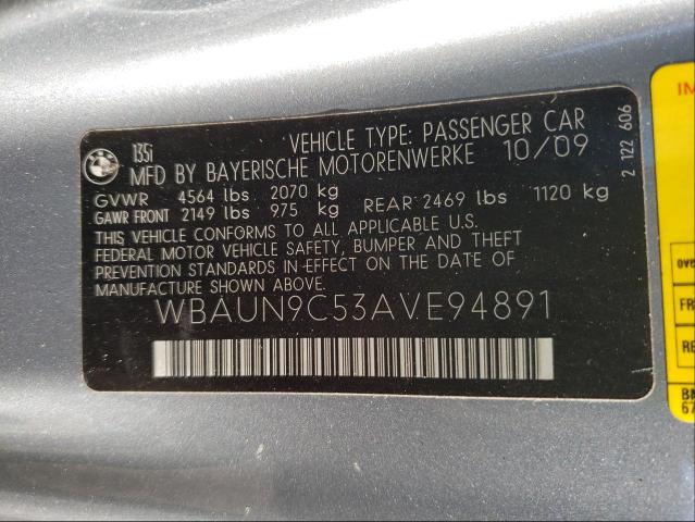 2010 BMW 135 I WBAUN9C53AVE94891