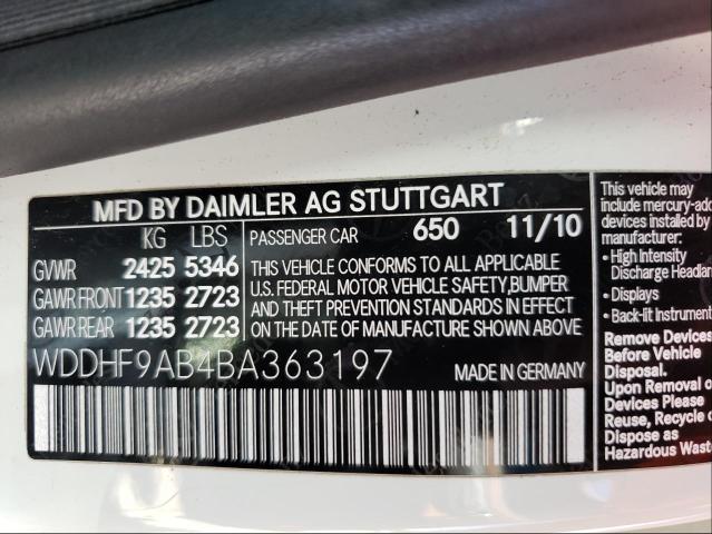 2011 MERCEDES-BENZ E 550 4MAT WDDHF9AB4BA363197