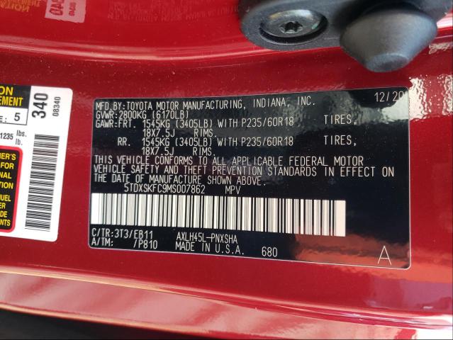 2021 TOYOTA SIENNA XSE 5TDXSKFC9MS007862