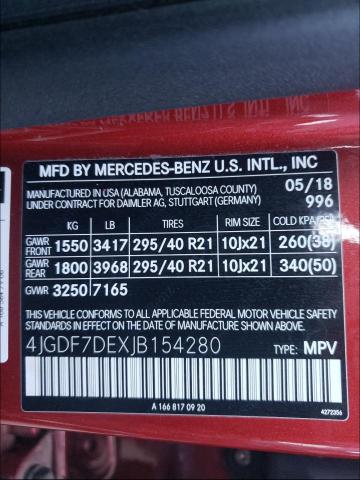 2018 MERCEDES-BENZ GLS 550 4M 4JGDF7DEXJB154280