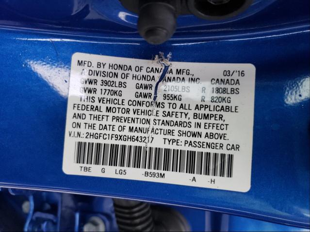 2016 HONDA CIVIC TOUR 2HGFC1F9XGH643217