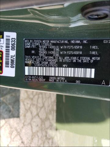 2020 TOYOTA SEQUOIA SR 5TDBY5G15LS178243