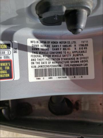 2012 HONDA INSIGHT LX JHMZE2H57CS002596