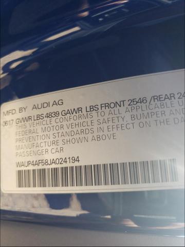 2018 AUDI S5 PREMIUM WAUP4AF58JA024194
