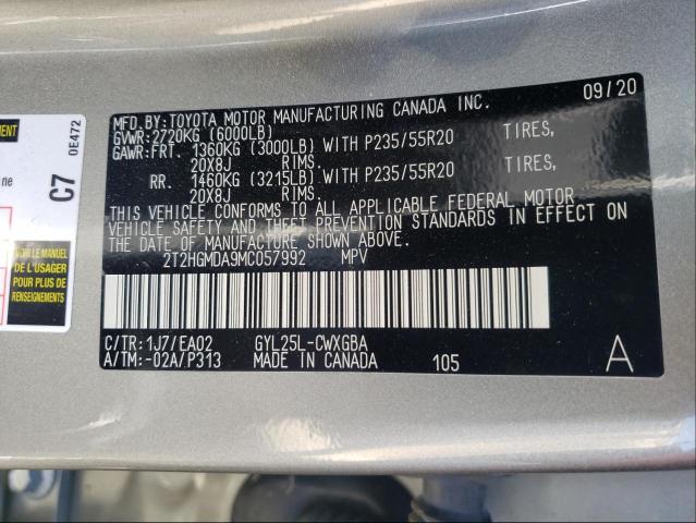 2021 LEXUS RX 450H 2T2HGMDA9MC057992