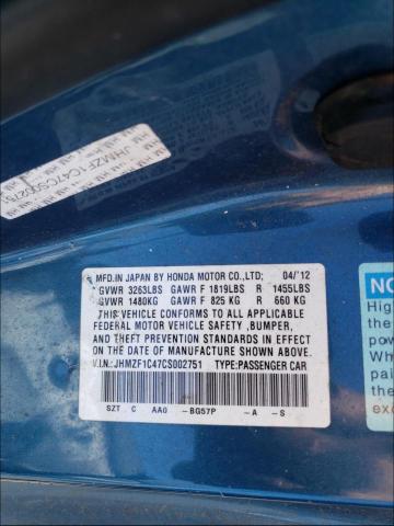 2012 HONDA CR-Z JHMZF1C47CS002751