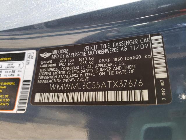 2010 MINI COOPER CLU WMWML3C55ATX37676
