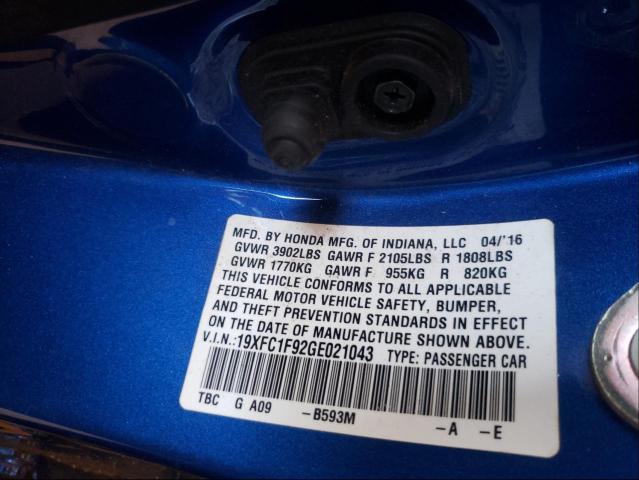 2016 HONDA CIVIC TOUR 19XFC1F92GE021043