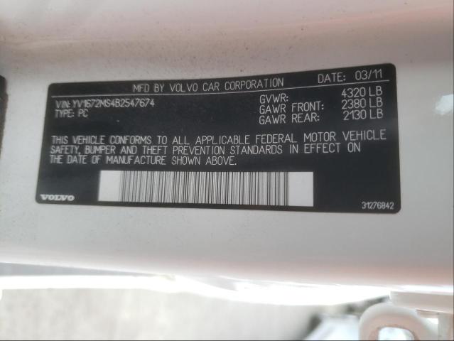 2011 VOLVO S40 T5 YV1672MS4B2547674