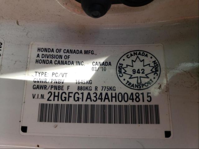 2010 HONDA CIVIC DX-G 2HGFG1A34AH004815