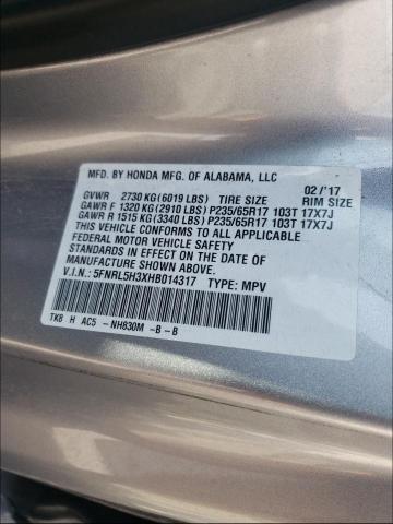 2017 HONDA ODYSSEY SE 5FNRL5H3XHB014317