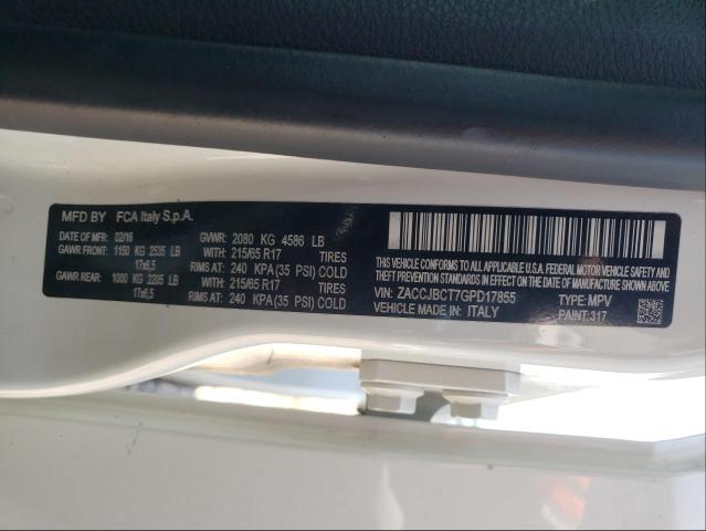 2016 JEEP RENEGADE T ZACCJBCT7GPD17855
