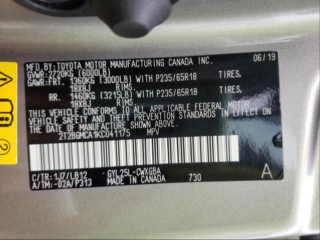 2019 LEXUS RX 450H BA 2T2BGMCA1KC041175