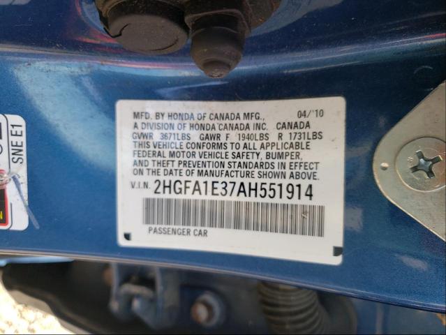 2010 HONDA CIVIC VP 2HGFA1E37AH551914