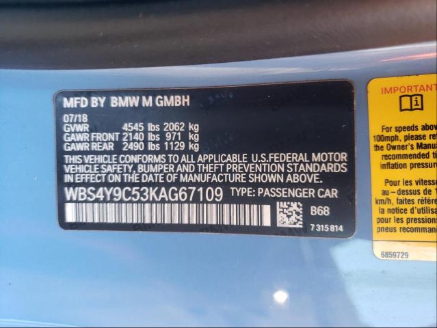 2019 BMW M4 WBS4Y9C53KAG67109