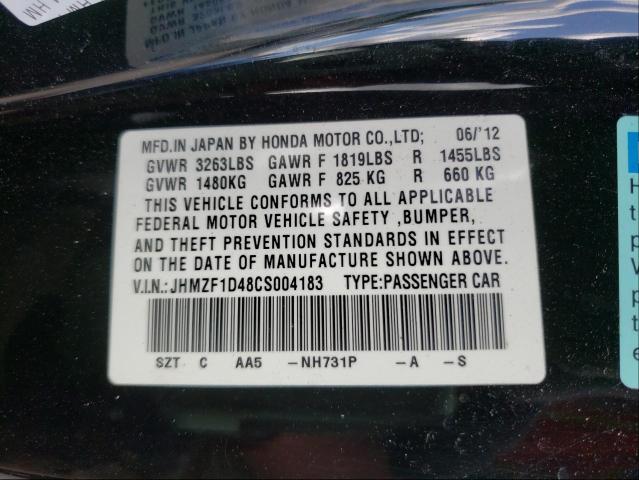2012 HONDA CR-Z JHMZF1D48CS004183