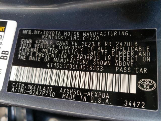 2020 TOYOTA AVALON LIM 4T1D21FB0LU016363