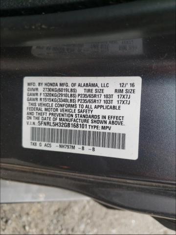 2016 HONDA ODYSSEY SE 5FNRL5H32GB168101