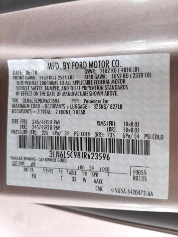 2018 LINCOLN MKZ SELECT 3LN6L5C98JR623596