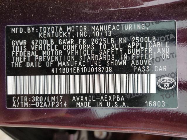 2013 TOYOTA AVALON HYB 4T1BD1EB1DU018708