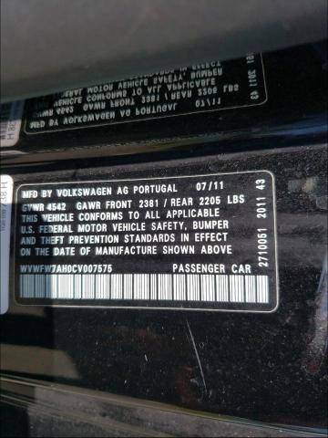 2012 VOLKSWAGEN EOS LUX WVWFW7AH0CV007575