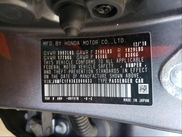 2019 HONDA CIVIC TOUR JHMFC1F93KX008633