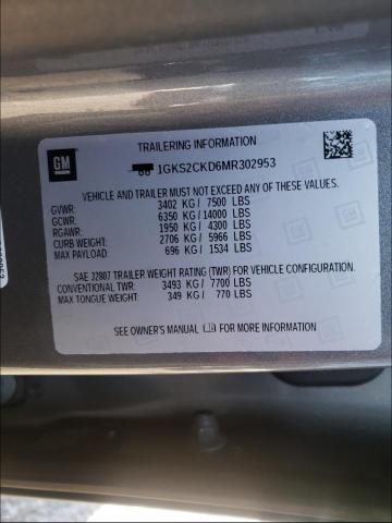 2021 GMC YUKON AT4 1GKS2CKD6MR302953