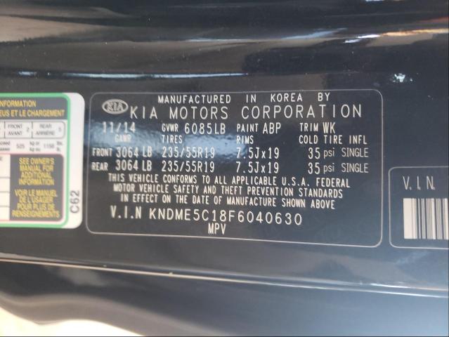 2015 KIA SEDONA SXL KNDME5C18F6040630