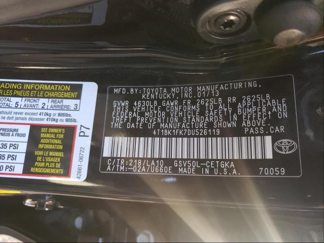 2013 TOYOTA CAMRY XLE 4T1BK1FK7DU526119